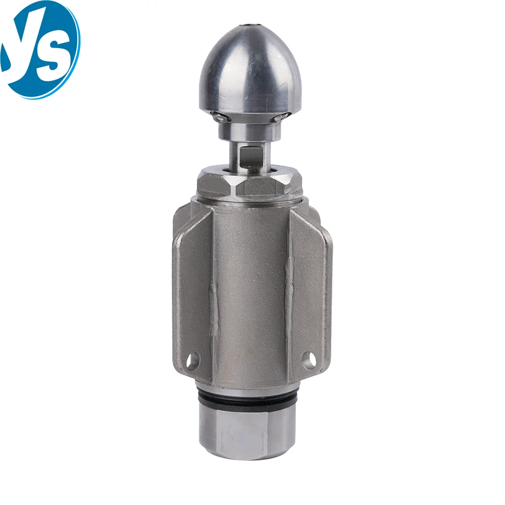 Ultra High Pressure Self-Rotating Pipe Cleaning Nozzle, SS Sewer Jetter Head for Industrial Drain Unclogging and Descaling