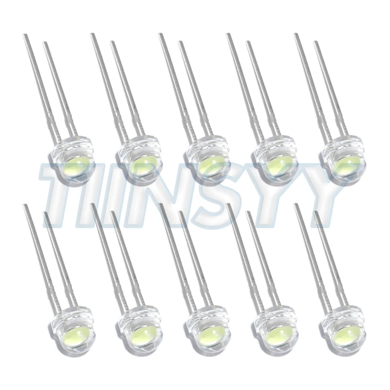 50pcs LED Diode F5 Super Bright Straw Hat LED 5mm Light Emitting Diodes Blue Green Red Yellow White, for DIY Electronic