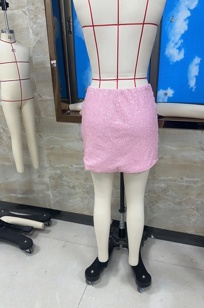 Women Y2k Retro Sparkle Sequined Mini Skirts Summer Teen Girls Fashion Shiny Bodycon Short Skirt for Party Club Streetwear #4