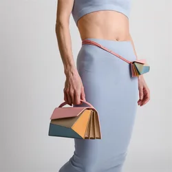 2024 New Lady skórzane torby z górnym uchwytem luksusowe torebki damskie damska torba na ramię wszechstronne Colorblock geometryczne torby Crossbody