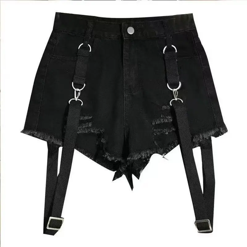 

2025 New Fashion Denim Shorts Suspender Straps Women Summer Casual Versatile High Wais Slim Loose shoulder Strap Wide Leg Pants