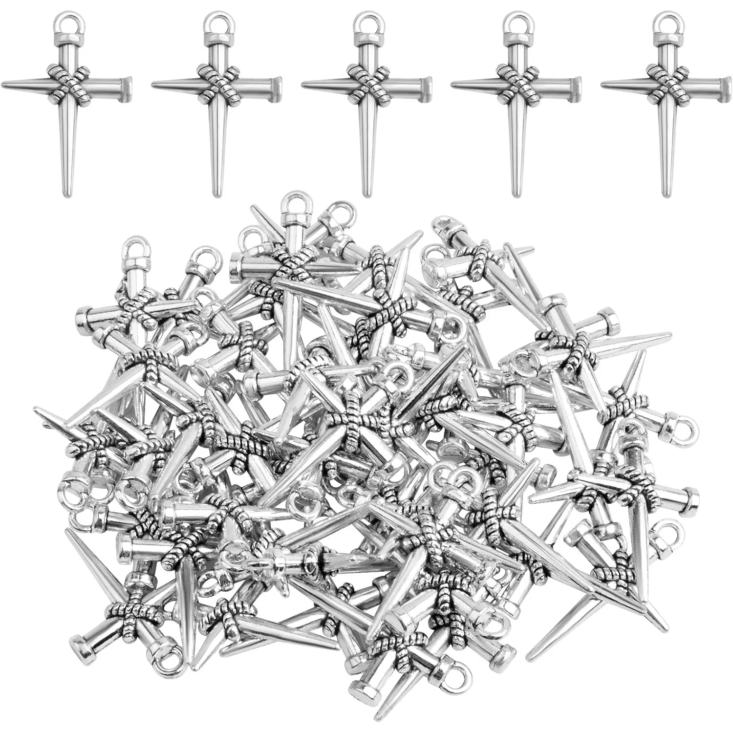 

50pcs Jesus Cross Charms Alloy Religious Cross Crucifix Pendants Crucify Dangle Charms for DIY Necklace Bracelet Jewelry Making