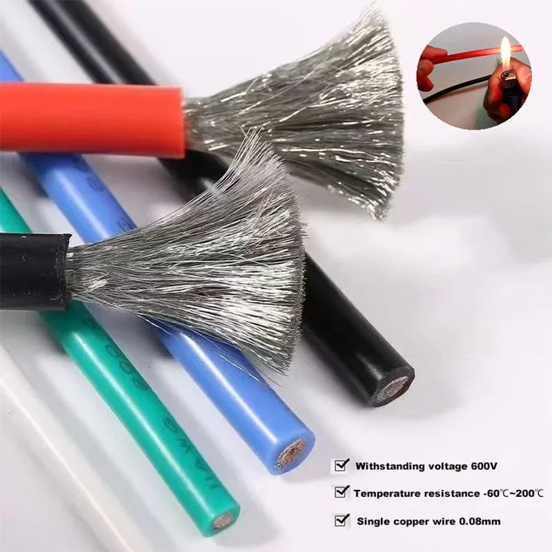 Silicone Wire Cable 30awg 28 26 24 22 20awg 18awg 16awg Tinned Copper Flexible DIY Connecting Wire for Automotive, Home and Powe