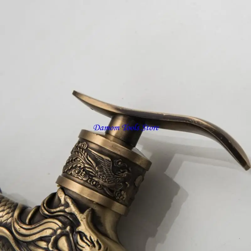 57BE Classical Engraves Wall Tap Outdoor Faucet Decors for Garden Bathroom Kitchen