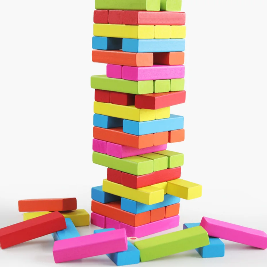ألعاب مكعبات بناء التوازن الخشبي، برج التراص ذو الطبقة الكبيرة، ارتفاع التراص التفاعلي بين الوالدين والطفل بوا