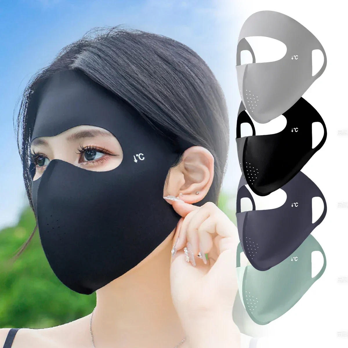 

Face Cover for Women Summer Sun Protection Ice Silk Facekini Adjustable UV Shield Outdoor Running Cycling Hiking Face Mask