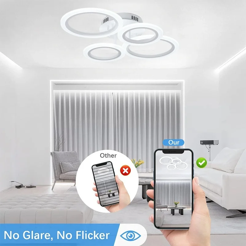 الحديثة حلقة LED ضوء السقف المنزل الثريا عكس الضوء المعيشة غرفة الطعام غرفة نوم دراسة إضاءة داخلية ديكور مصباح السقف