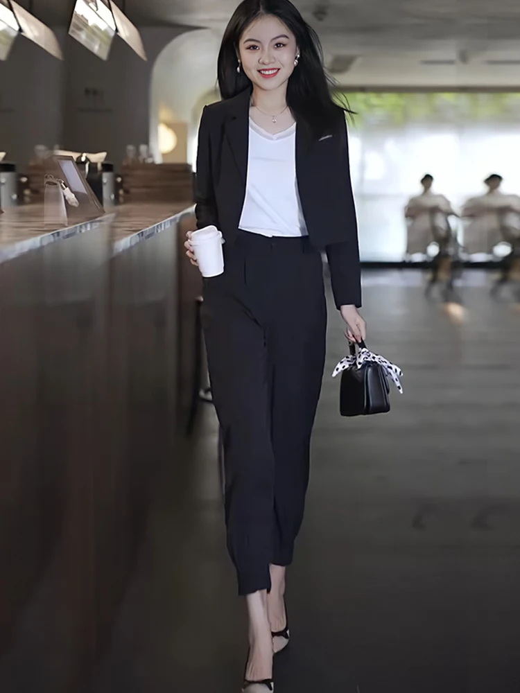 

Модный женский костюм-двойка Весна 2026: Жакет и брюки в стиле Харлан, элегантный кардиган на пуговицах с длинными рукавами