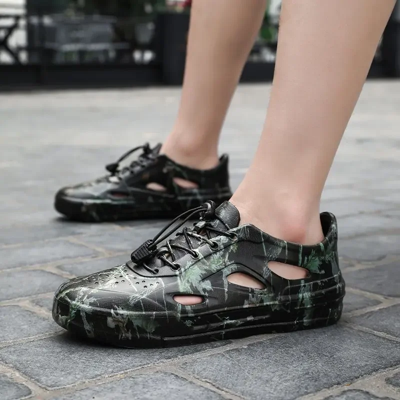 

Мужские туфли с отверстиями, высокое качество, Новое поступление, купить удобные стильные мужские сандалии с открытым носком босиком, роскошные дизайнерские мужские сандалии из ПВХ 39,