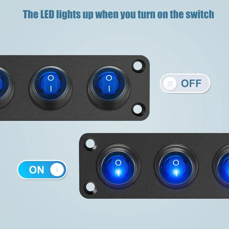 شاحن سيارة عين القطة 4-عصابة، لوحة مفاتيح بإضاءة خلفية LED لقارب السيارة RV #2