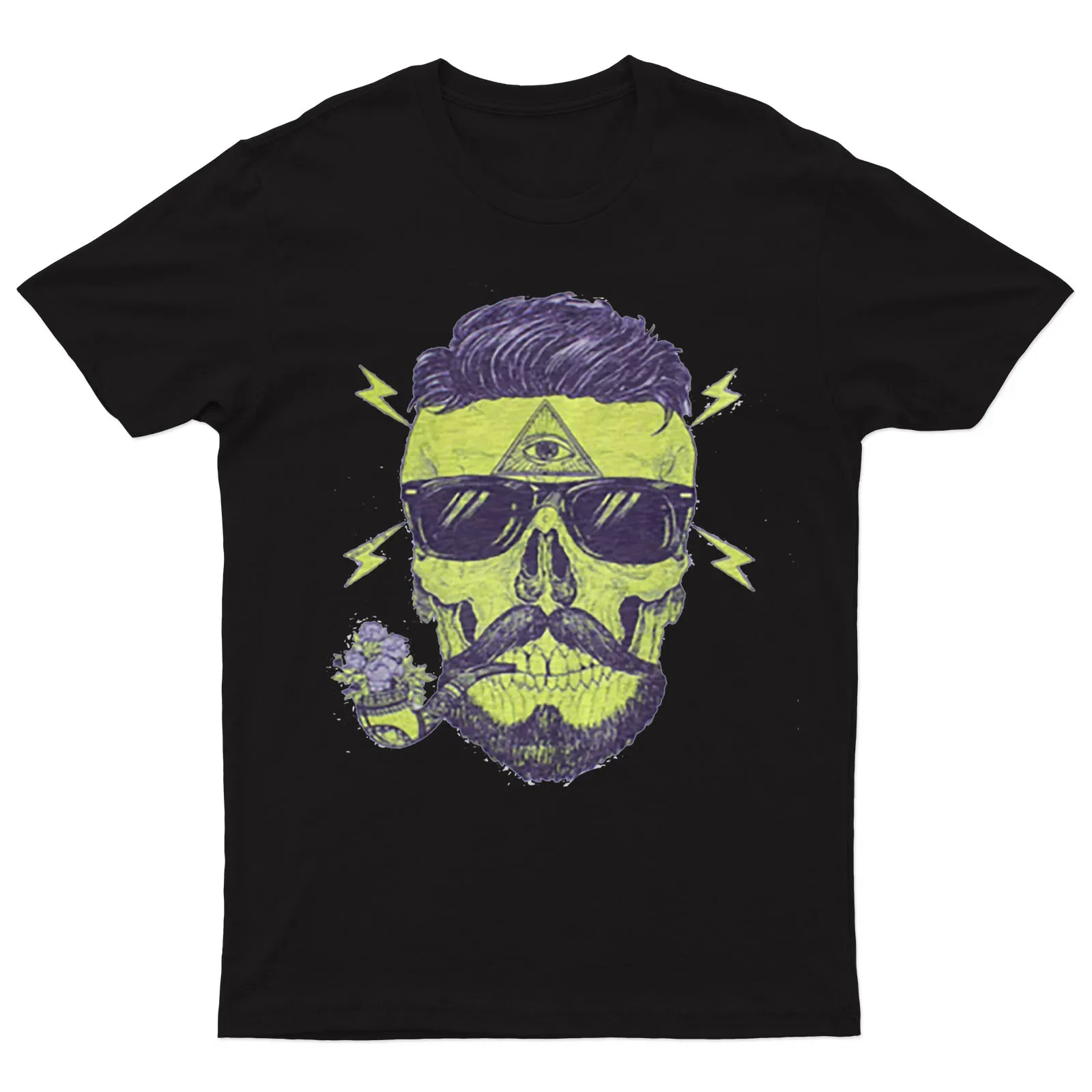 

Bearded Skull Illuminati Tattoo Mens T Shirts Birthday Gift Trendy Men's 100% Cotton Casual T-shirts Loose Top Size S-3XL
