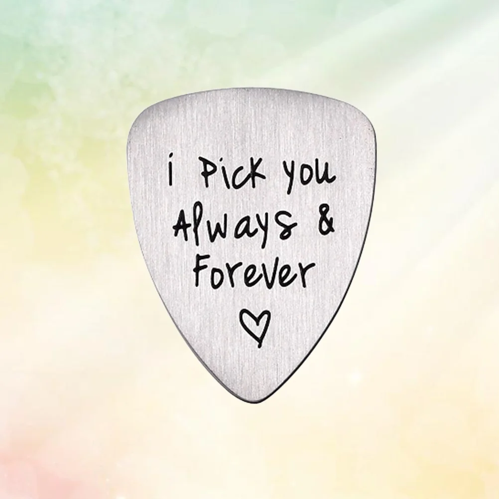 Bass Guitar Picks Electric Accessories Punch Ukulele Titanium Steel Letter Carved Necklace