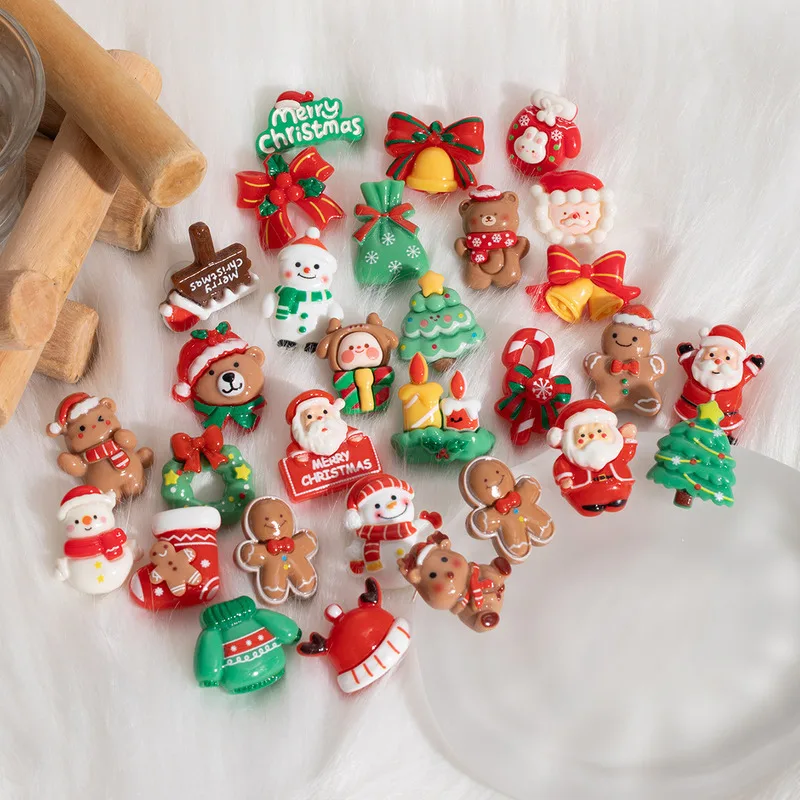 new Colorful Trees Snowman Christmas Figurine Cartoon Gingerbread People Bell Soft Ceramic High End Fun Santa Claus Elk Earrings