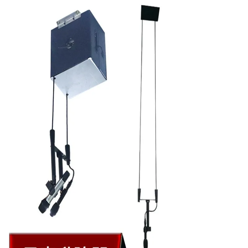 Microphone electric lifting hanger, wireless microphone automatic take-up bracket