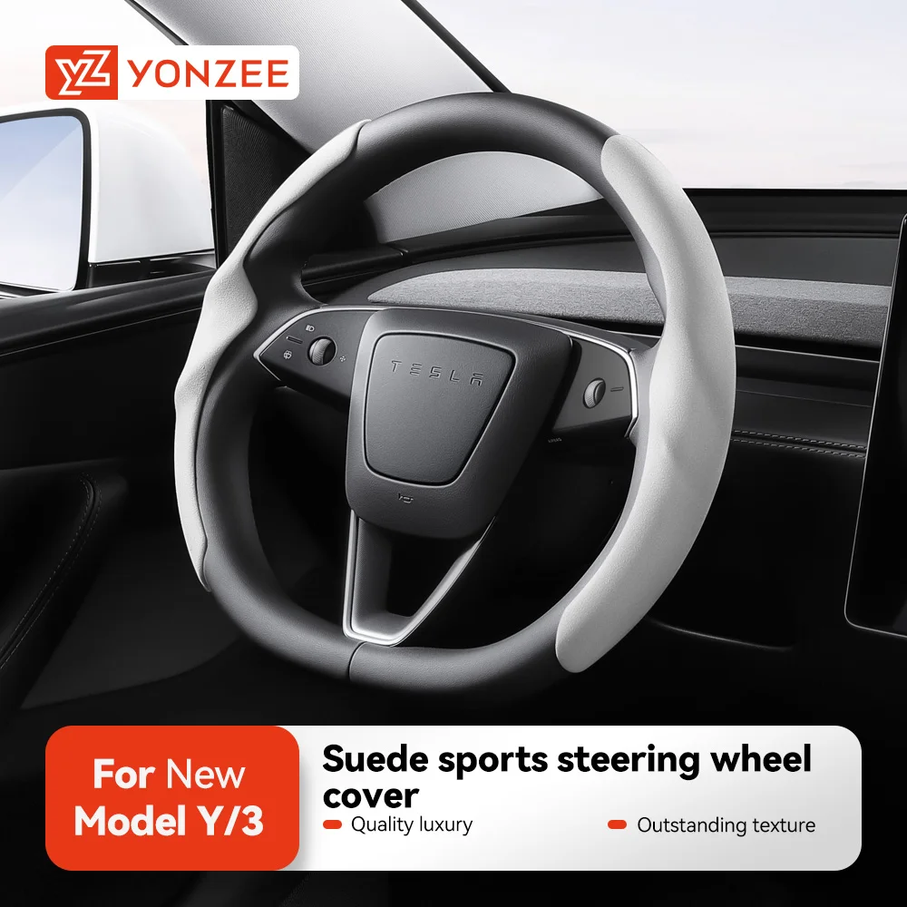 YZ dla Tesla Model 3/Y Highland Juniper osłona kierownicy skóra z włókna węglowego anty-futro sportowa kierownica akcesoria samochodowe