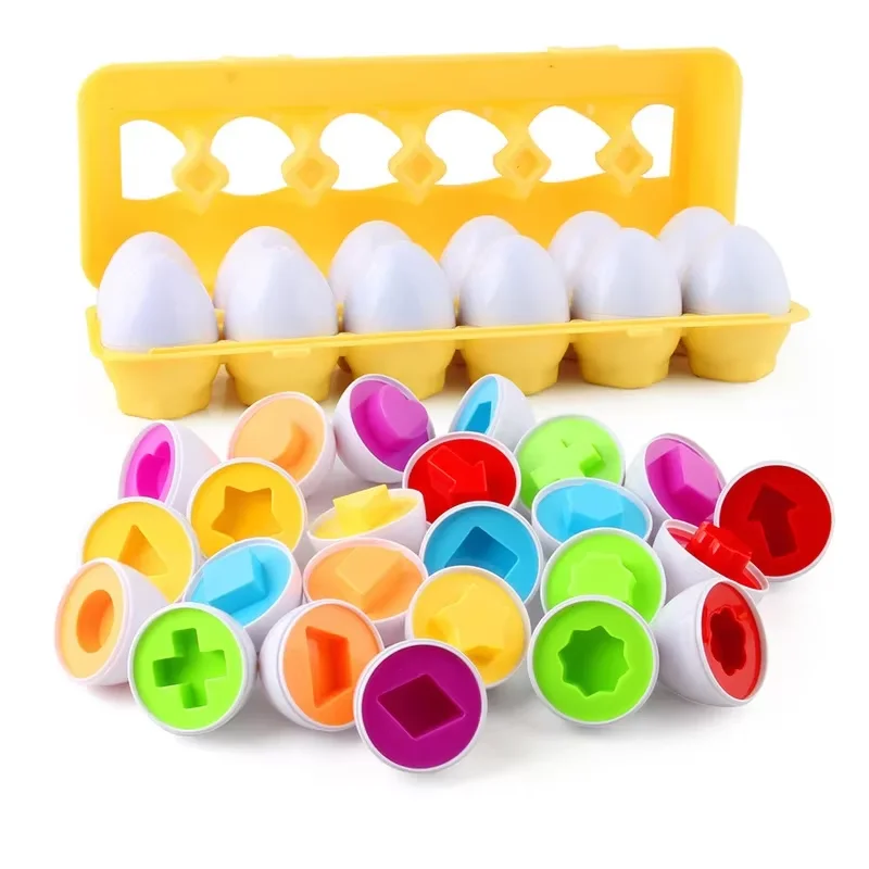 Montessori Education Smart Eggs Toys for Children 2 3 Year Old Matching Puzzle Learning Sensory Eggs Colors Shapes Sorter Games