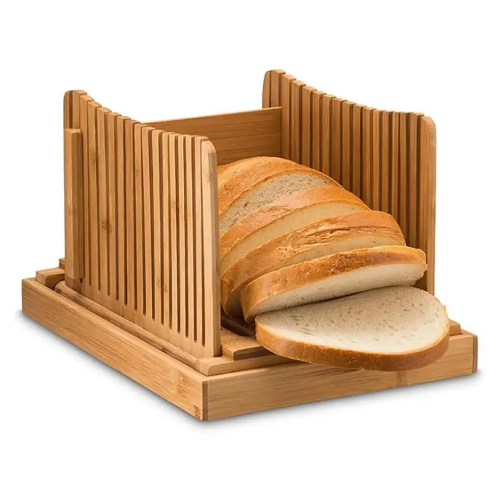 

Bamboo Bread Slicer Board Set Home Use Efficient Simple Manual Slicing Tool Bakeware Accessory Slice Tray Accessories