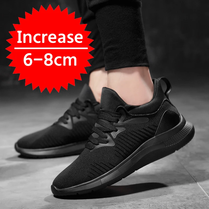 

2024 Elevator Shoes Men Sneakers Invisible Inner 6/8CM Height Increasing Summer Taller Sports Shoes Breathable Mesh Lift Shoes