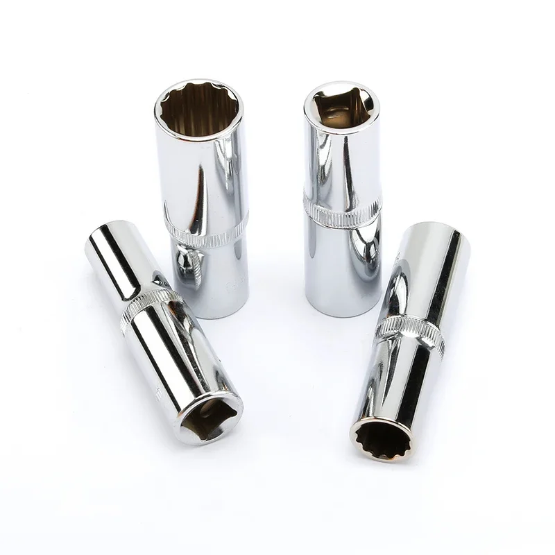 6Pcs 12 Point 1/2 Inch Drive Deep Sockets Set 78mm Length Metric Mirror Socket for Wrench Cr-V Steel 8 10 12 14 17 19mm