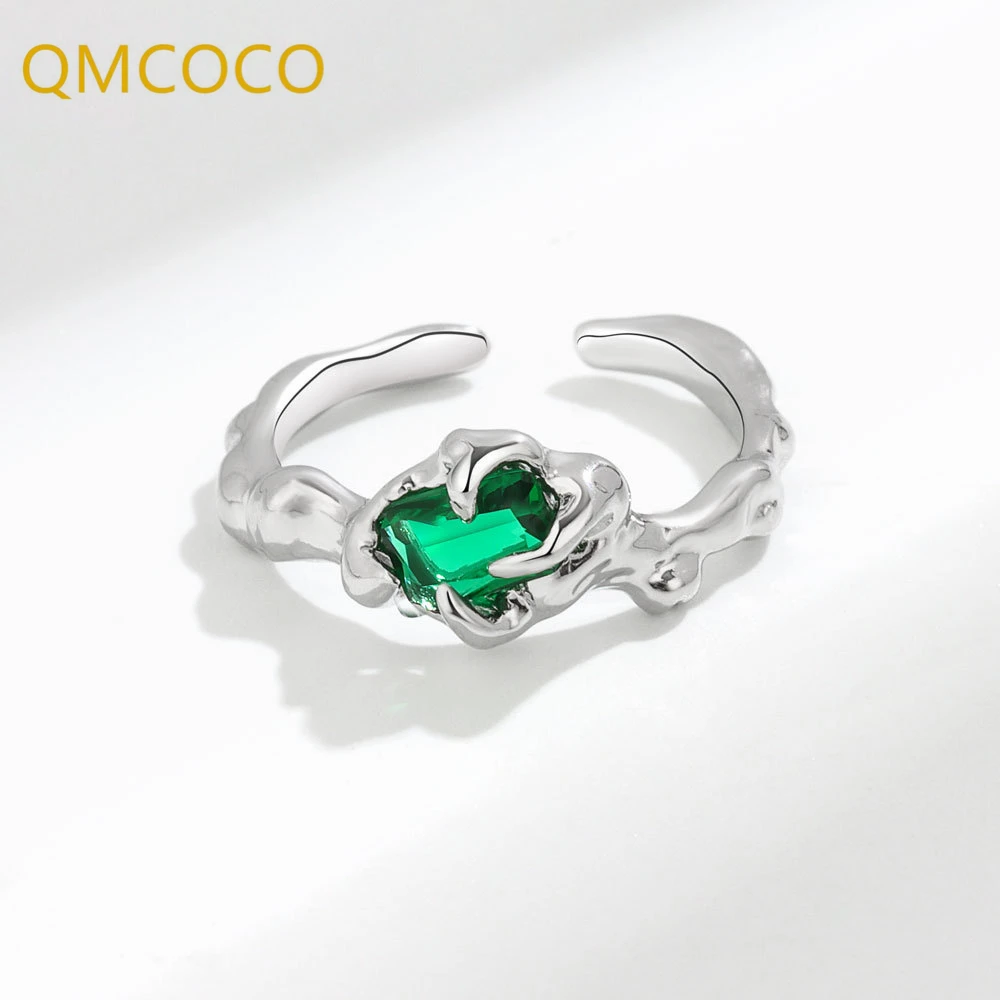 QMCOCO 2022 New Design Heart Open Adjustable Finger Rings For Women  Popular Fashion Vintage Jewelry Party Girlfriend Gifts