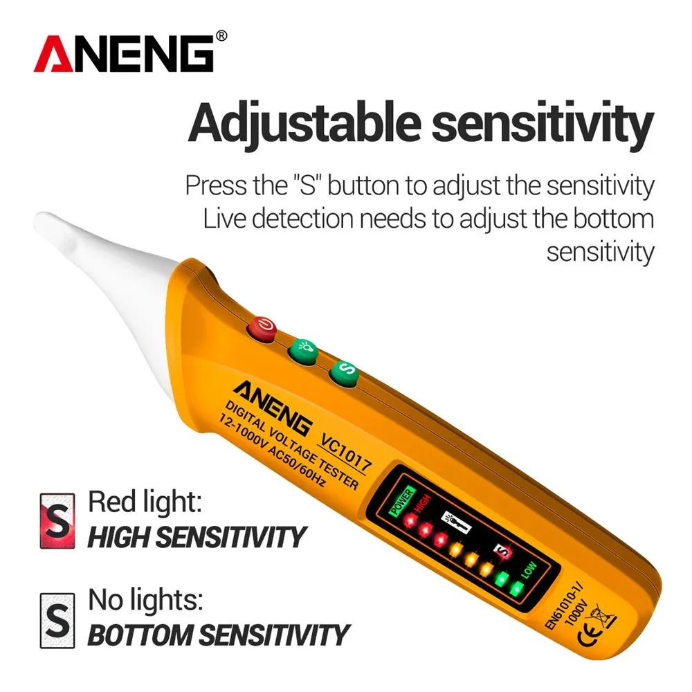 ANENG VC1017 cyfrowy miernik napięcia AC miernik uniwersalny 12-1000V NCV automatyczny woltomierz inteligentny czujnik Tester Buzzer detektor