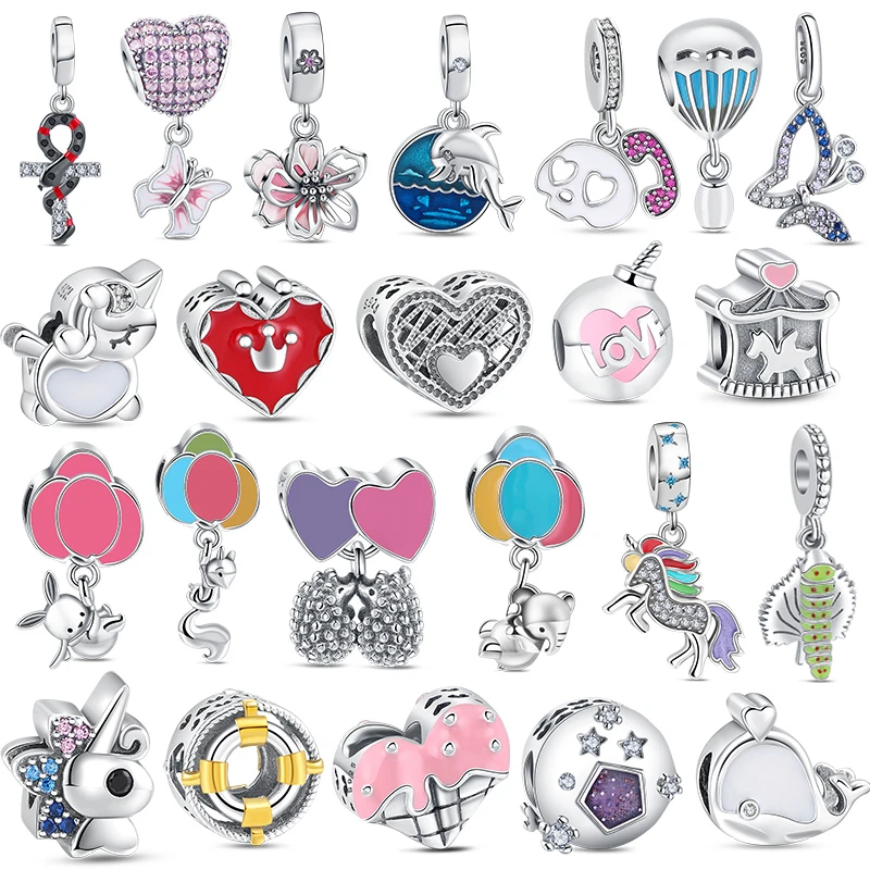 

925 Sterling Silver Beads Fits Original Pantaro Hot air balloon Dolphin Life buoy Charms Beads Bracelets Jewelry DIY Fine Gift