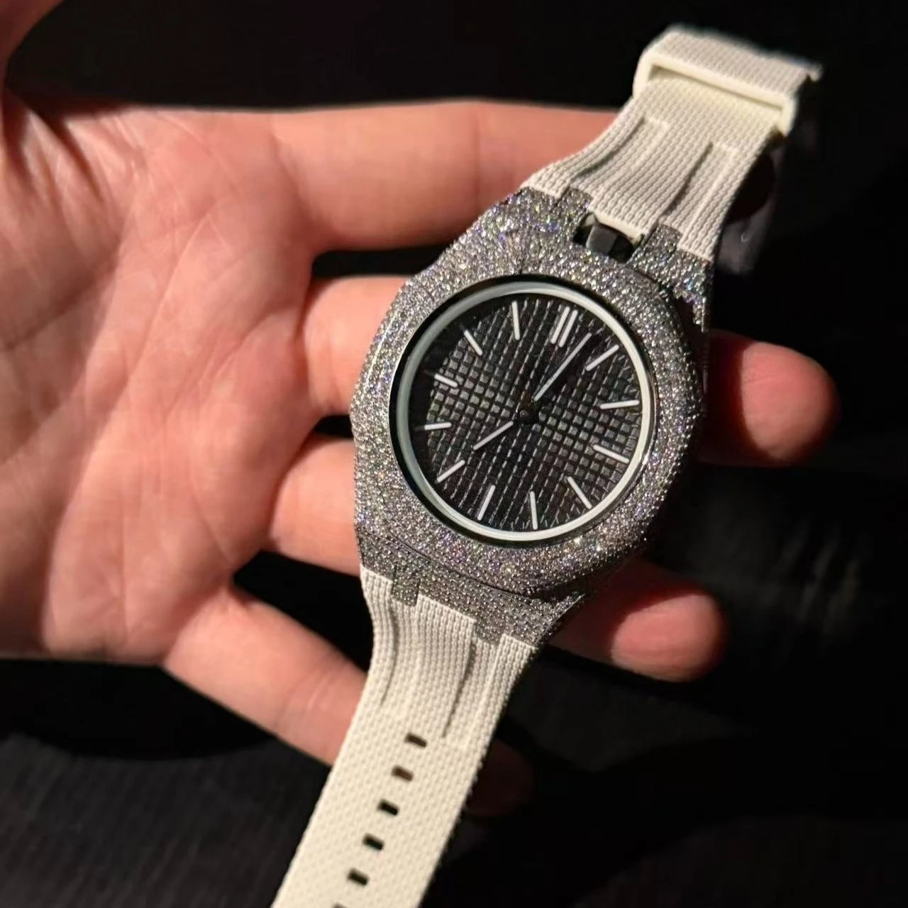 Luxury Diamonds Stainless Steel Case+fluororubber Strap Modification kit Pocket Changer To Wristwatch For Royal Pop