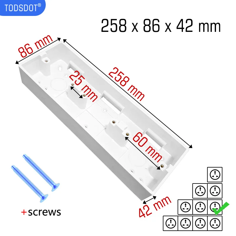 

White 40-50 mm Deep Premium Wall Mount External Switch Socket Box, Outfit Install Thermostat Box Triple Frame White with Screws