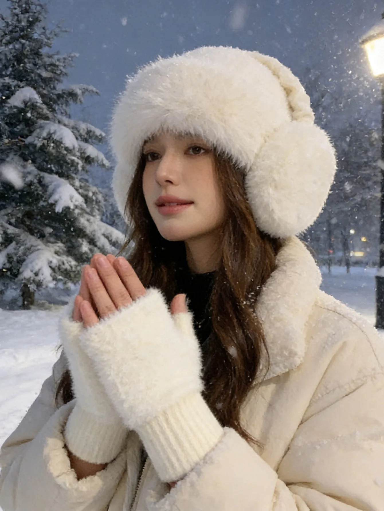 Damen-Set aus Mütze, Ohrenschützern und Nackenwärmer, dreiteilig, mit Winterfleece gefüttert, verdickt, warm, modisch, geeignet für den täglichen Weg zur Arbeit und Outdoor-Aktivitäten