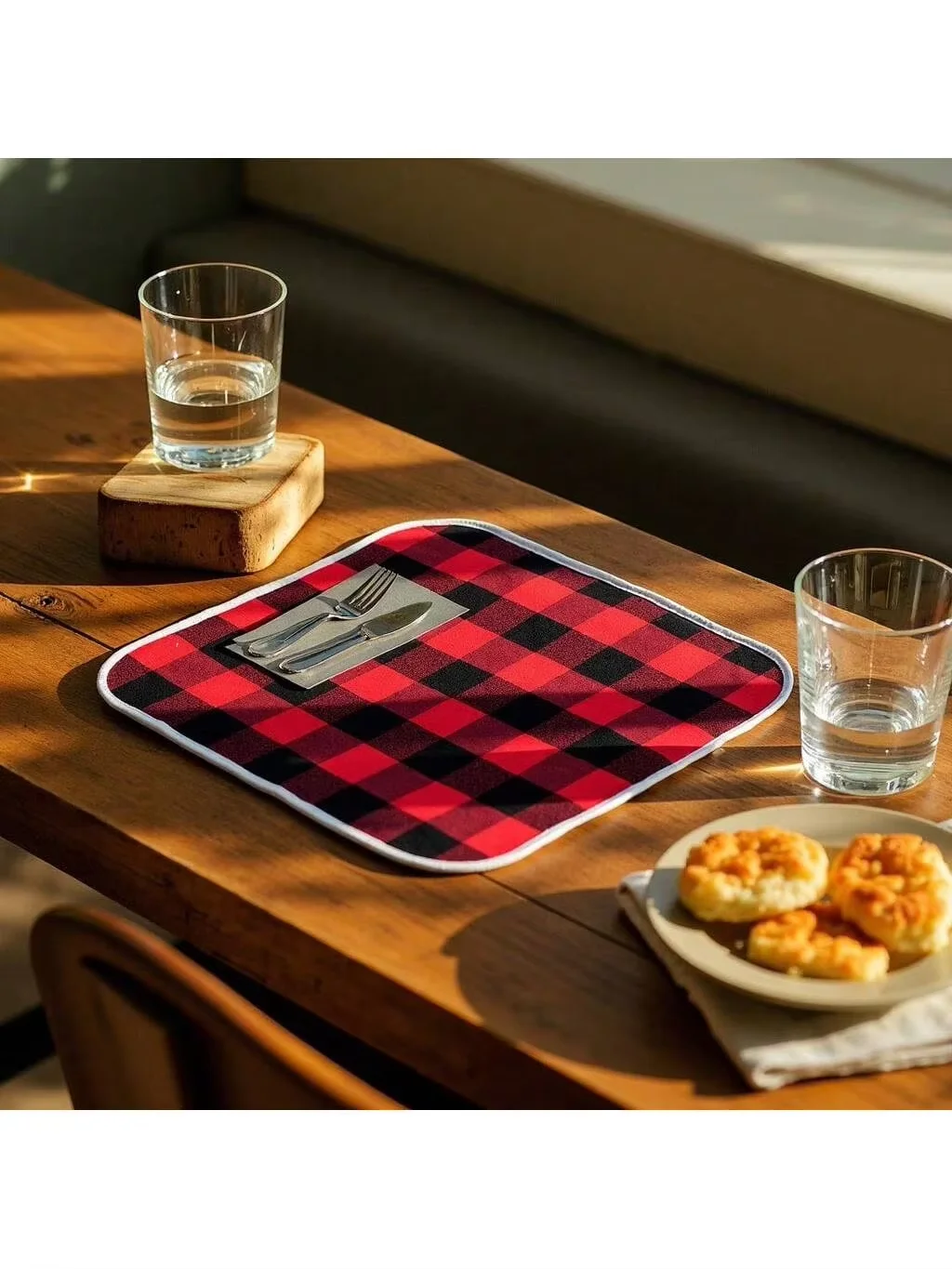 1 or 3 Pieces Plaid Christmas Placemats, Festive Table Decor Mats for Dining Table, Perfect to Match Tableware & Tablecloth