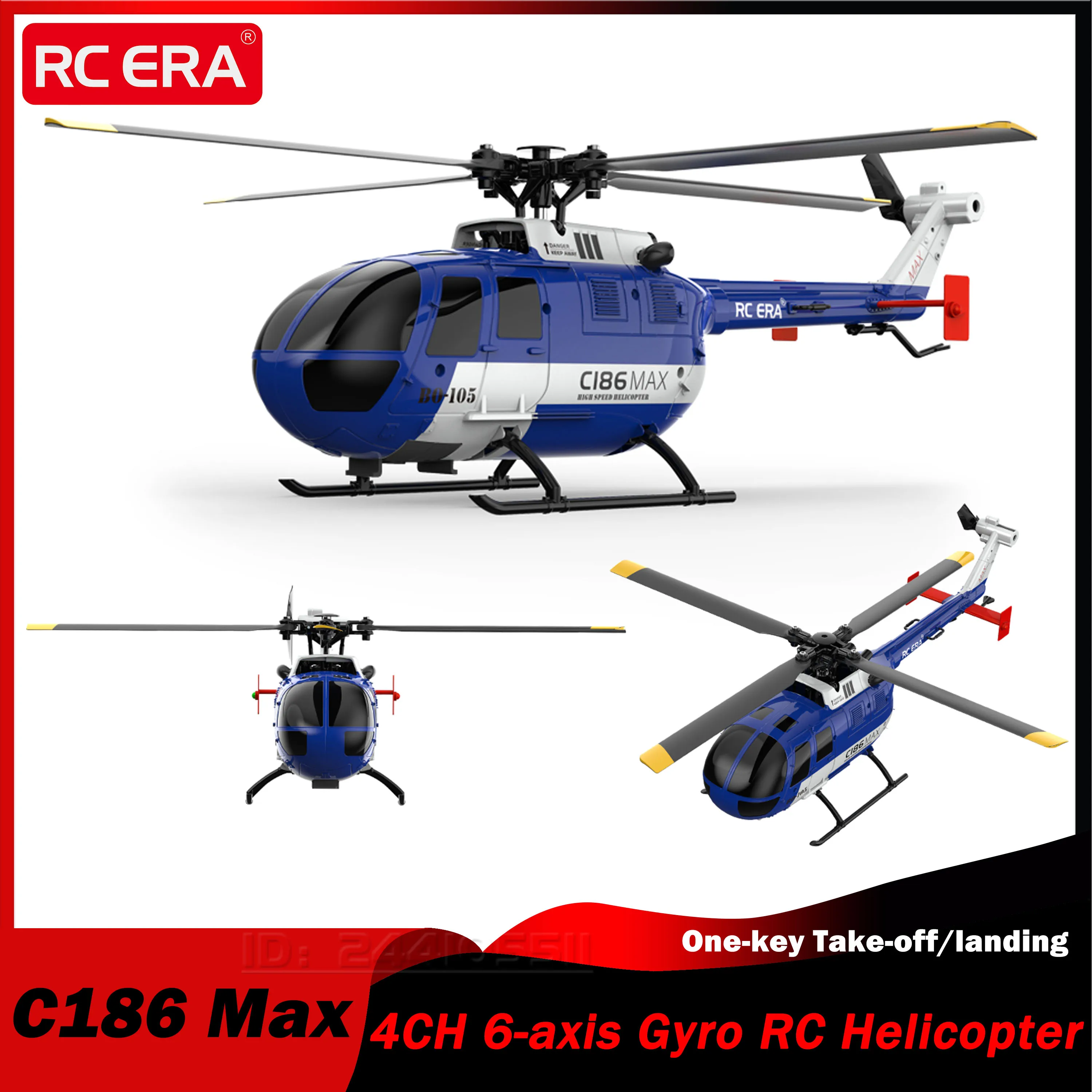 

C186 Max RTF 4CH RC Helicopter 6-axis Gyroscope One-key Take-off/landing 6G Mode 7.4V Battery USB 2.4G Transmitter Motor Part