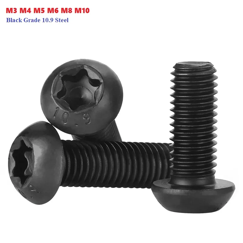 

M3 M4 M5 M6 M8 M10 Black Grade 10.9 Steel Torx Button Head Six-Lobe Round Head Machine Screws