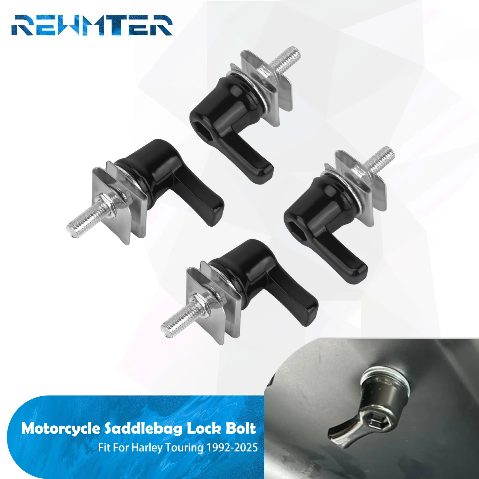 

4Pcs Motorcycle Saddlebag Lever Lock Bolts & Nuts Kit Mounting Set For Harley Touring 1992-2025 Electra Street Road Glide FLHR