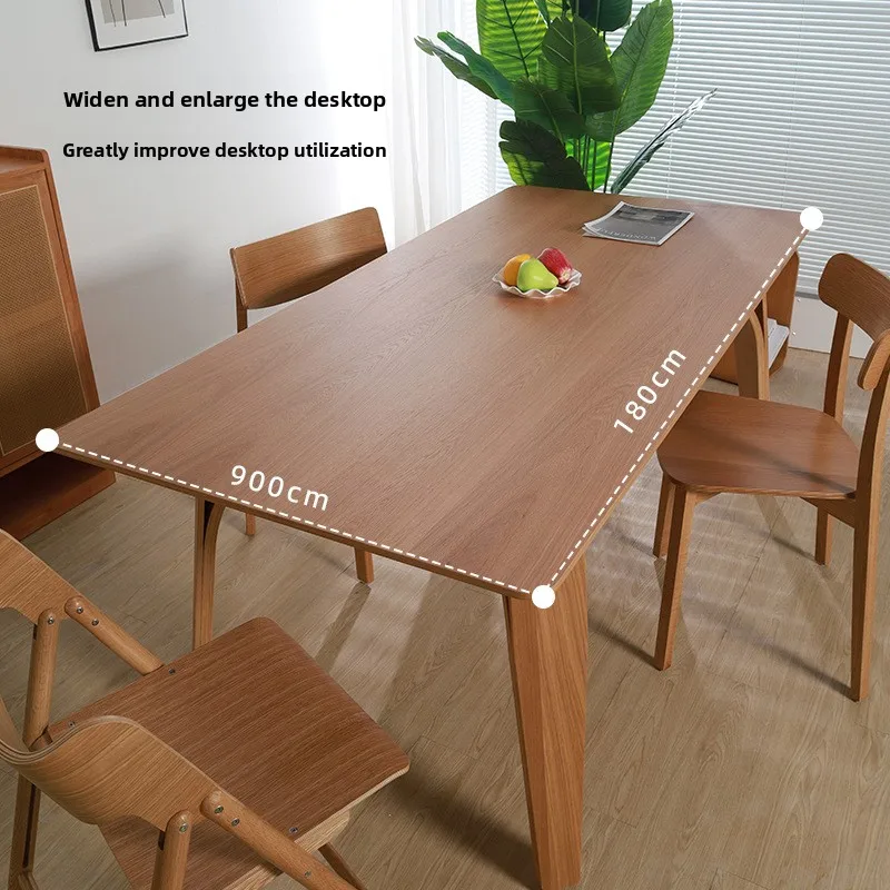 Round dining table Italian light luxury solid wood round table wabi sabi retro simple rectangular dining table