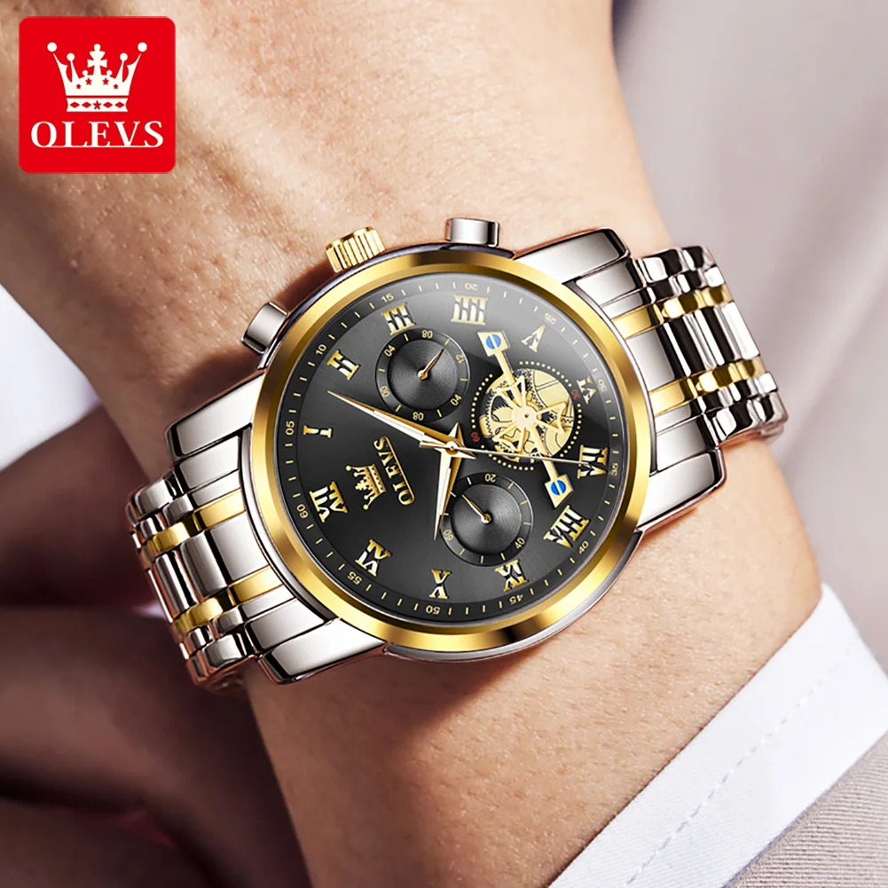 OLEVS Top Brand Men\'s Watches Classic Roman Scale Dial Luxury Wrist Watch for Man Original Quartz Waterproof Luminous Male reloj