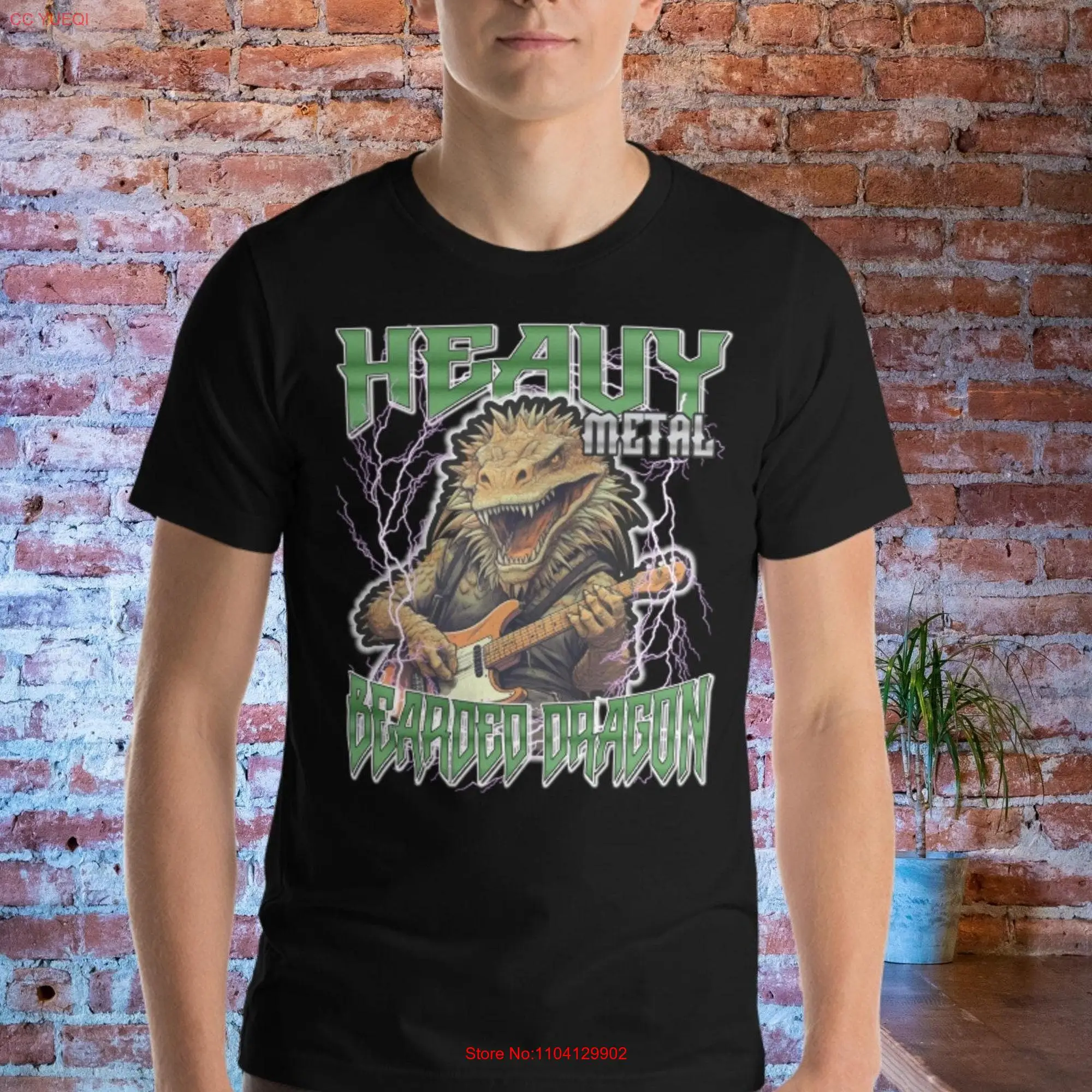 Bearded Dragon T Shirt for Heavy Metal Lover Retro 80s Music Hair Band long or short sleeves