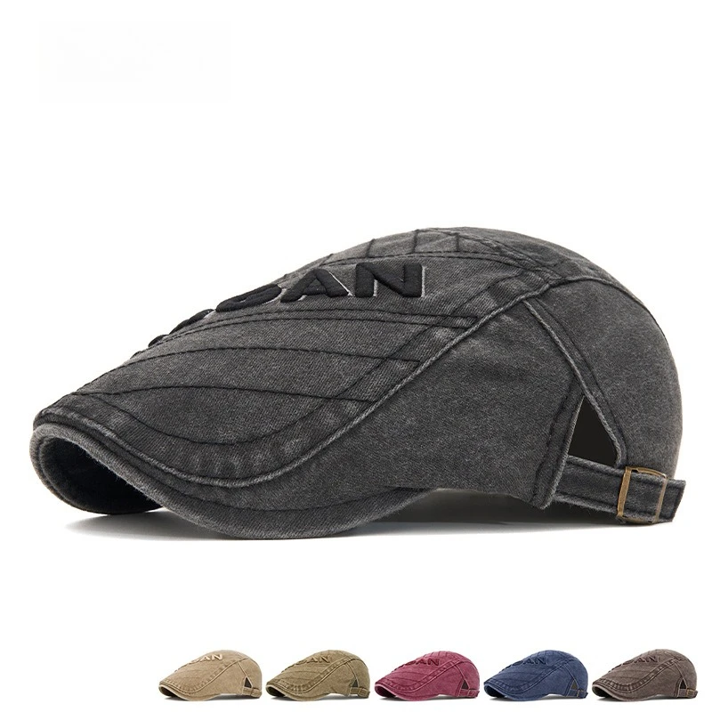 

New Unisex British Style Summer Forward Beret Cap For Women Solid 3D Embroidery Vintage Visor Sun Hat Men Bonnets Caps Gift