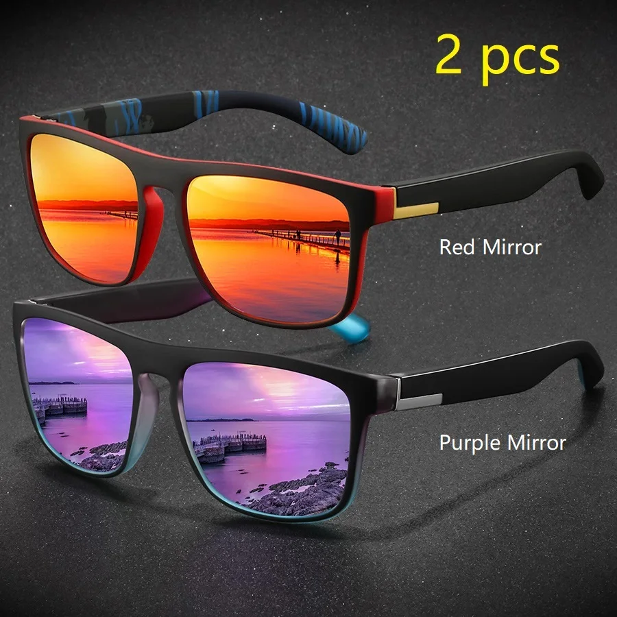 2-teilige Mode Vintage Quadratische Sport Sonnenbrille Männer Frauen Fahren Angeln Marke Designer Sonnenbrille Retro Mann Brillen UV400 – Detail 13