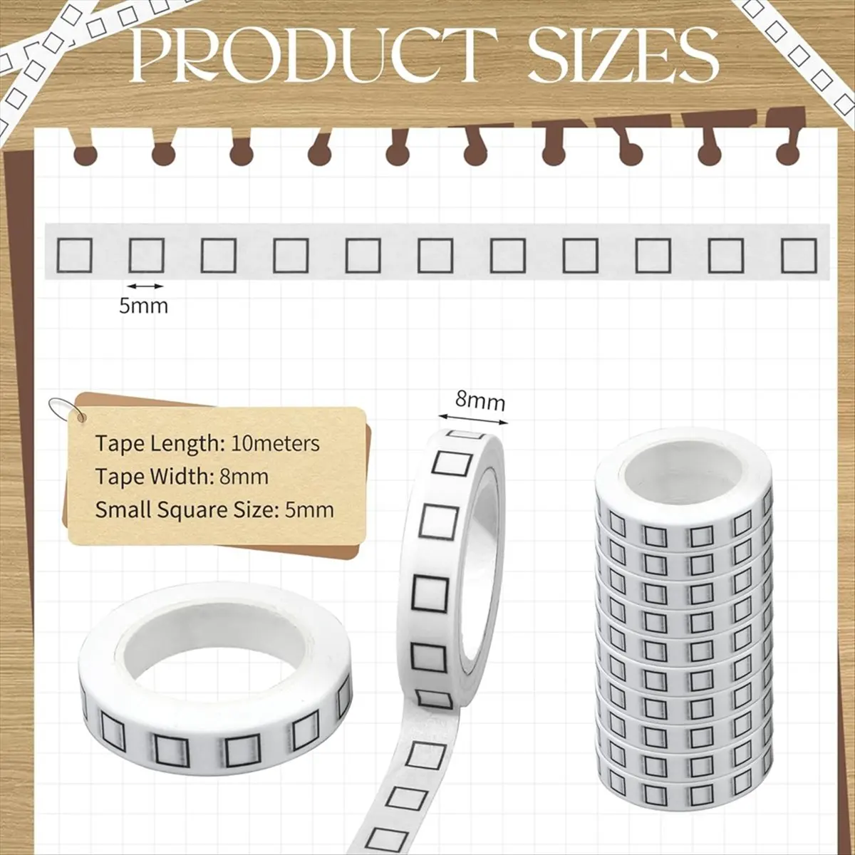 Best of 2026 10 Rolls Checkbox Washi Tapes 8MM Thin Decorative Masking Tape Self Adhesive Craft Tape for Home School