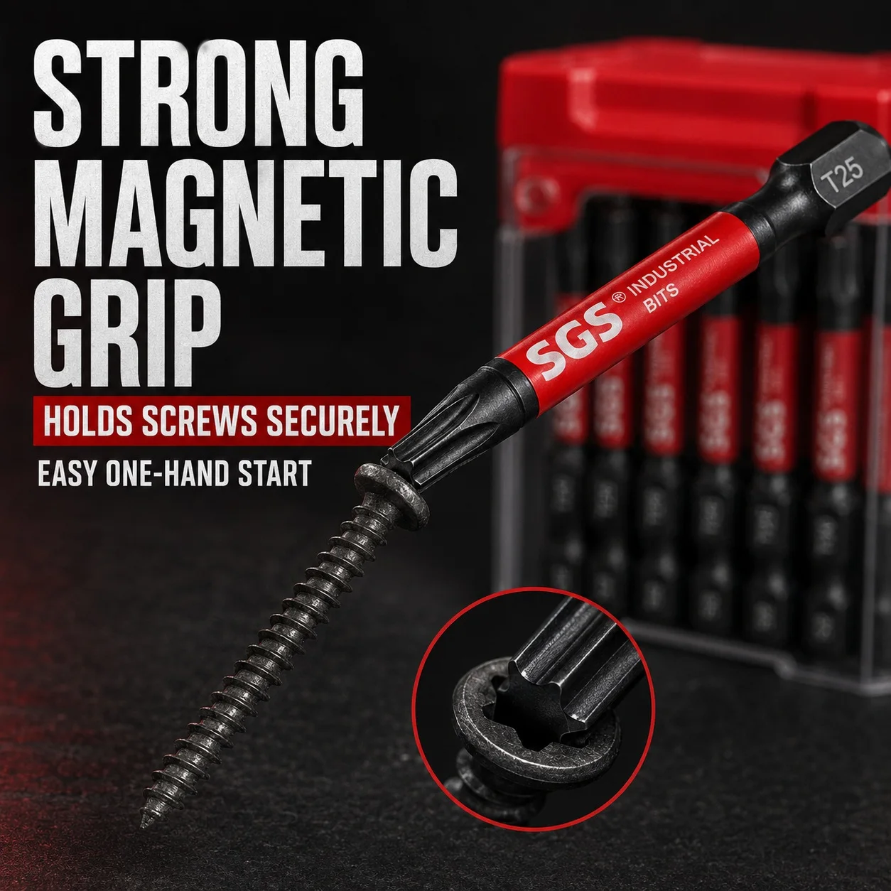 15/17-teiliges 50mm Magnetisches Torx-Schlagschrauber-Bit-Set T20 T25 T30 T40, S2-Stahl 1/4 Zoll Sechskant-Bit-Set mit Koffer für Terrassendielen- und Möbelreparatur – Detail 8