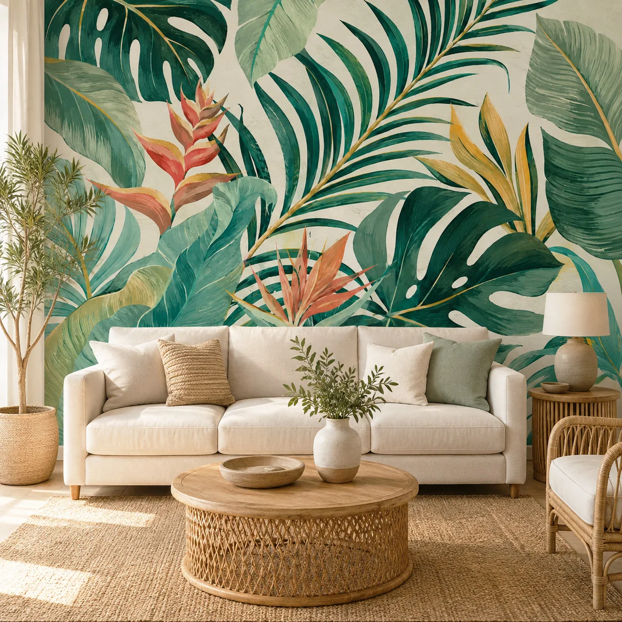 Tropical Leaf Wall Mural Botanical Monstera Palm Banana Wallpaper Non Self Adhesive Dining Room Living Room Decor Wall Art Boho