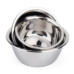 Stainless Steel Bowl DIY Cake Bread Salad Mixer Dinner Round Soup Rice Bowl Plate Kitchen Cooking Tools