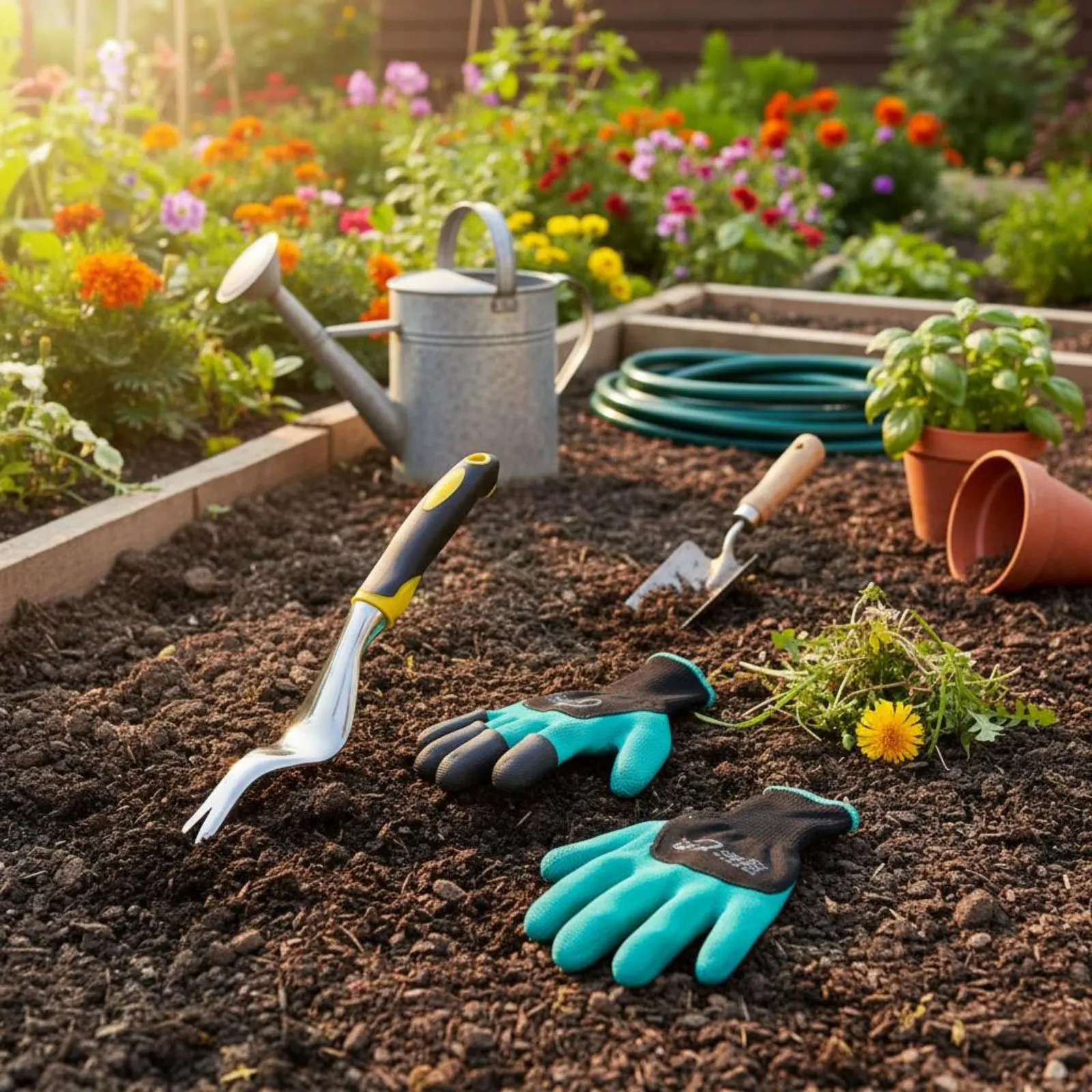 

Garden Weeder with Gloves Deep Root Removal Manual Unwanted Plant Remover Hand Weeder Prong Ergonomic Handle Taproot Plant