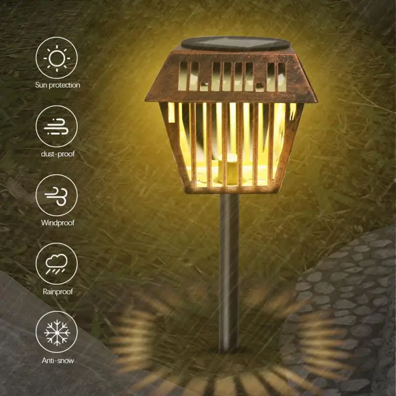 Solar Garden Light LED Wrought Iron Art Hollow Waterproof Outdoor Lawn Landscape Garden Floor Lamp For Household Decoration