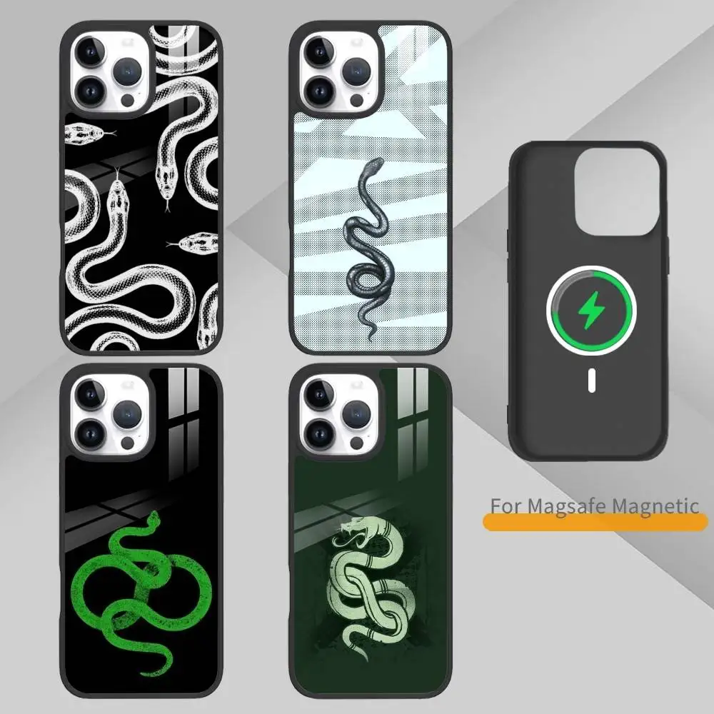 Classic Street Snake Phone Case For iPhone 14,16,15,13,17,12,Plus,Pro,Max Magnetic For Magsafe Frosted Cover