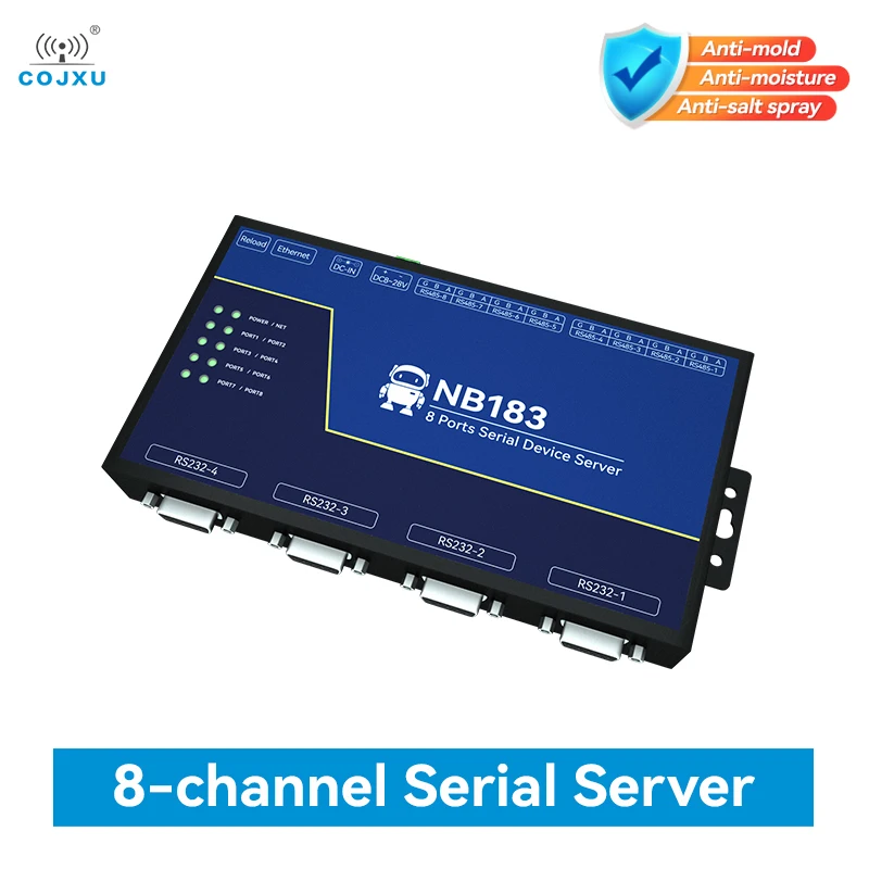Servidor serie aislado de 8 canales RS485/232/422 a RJ45 COJXU NB183 Series ModBus RTU a TCP Watchdog incorporado MQTT/HTTP IOT