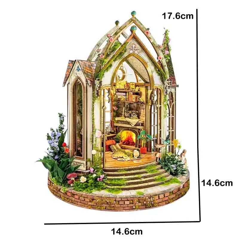Nook per libri in legno fai-da-te Dreamland Studio floreale Figurine Miniature Fermalibri Scaffale fatto a mano per regali di amici Decorazioni per la casa Artigianato