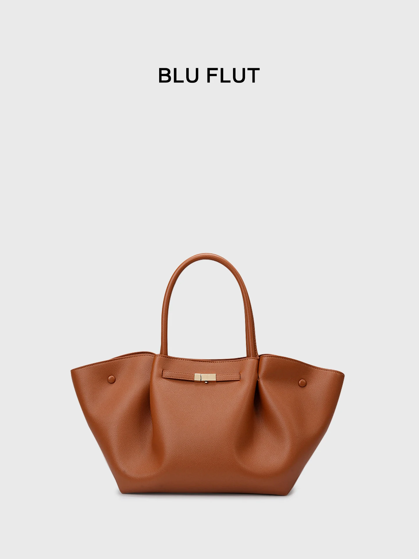 

Blu Flut Soft Leather Brown Gold Tote Bag Large Capaci Commuter Handbag Luxury Sensation Wing ape Women's Bag