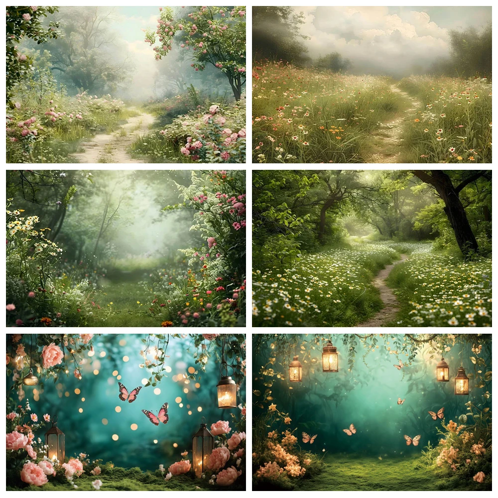 

Photography Background Summer Green Path Forest Floral Adult Birthday Maternity Art Portrait Decor Backdrop Photo Studi