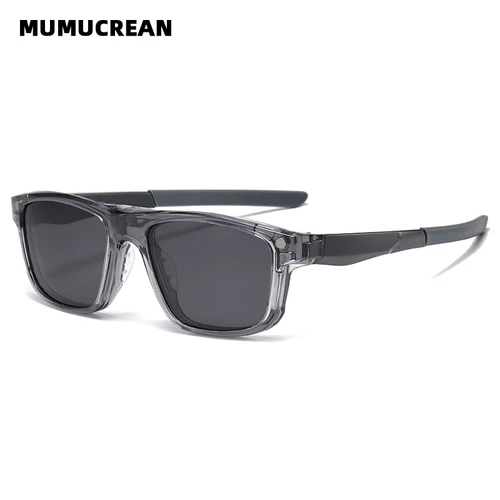 Imagen 2 del producto Nueva funda de gafas magnética multifuncional con gafas de sol polarizadas para hombres, montura de gafas gris transparente, conjunto para mujeres